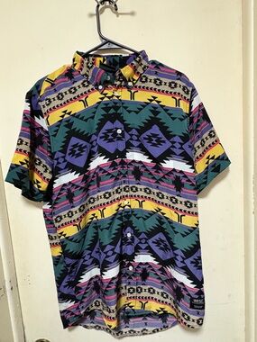 WESC Short Sleeve Button-Up Shirt in Multicolor Aztec Print